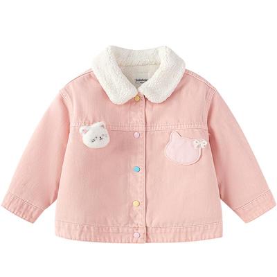 巴拉巴拉牛仔外套女童装加绒毛领