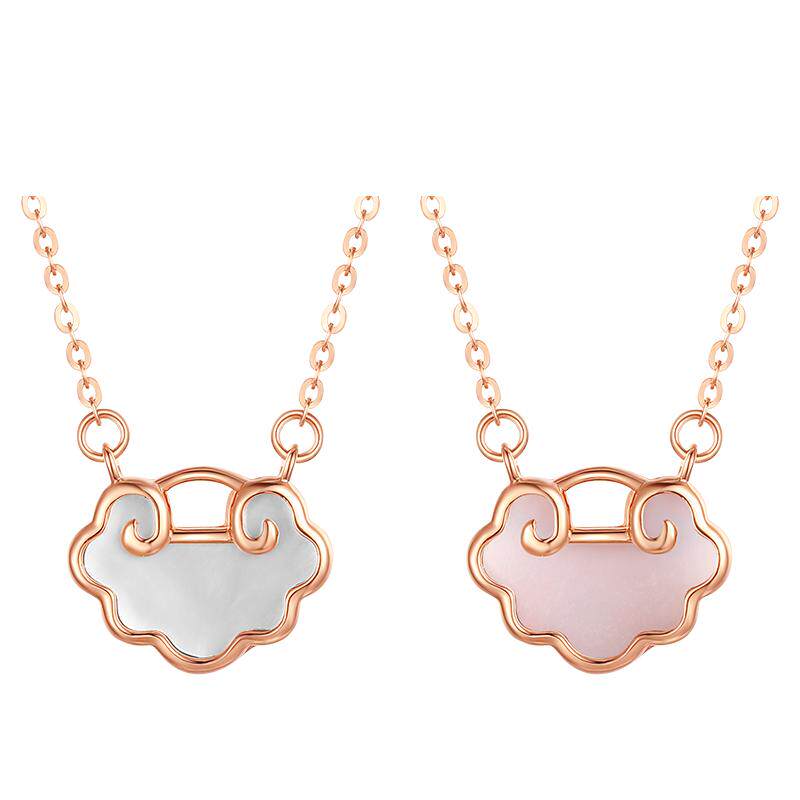 谢瑞麟18K金贝母如意项链