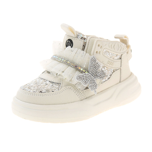 女童鞋子2026新款春秋女宝宝公主鞋软底小香风运动鞋儿童高帮板鞋