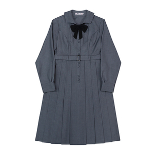 樱花家族原创jk制服【昭本野矢】绀色校供感连衣裙百褶裙长袖女