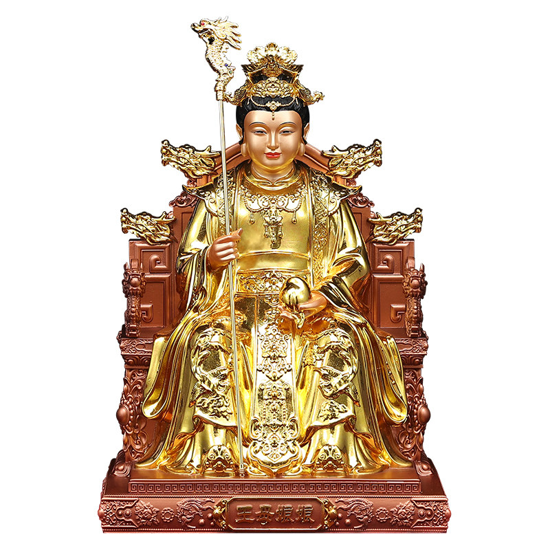 台湾贴金瑶池老母神像瑶池圣母玉帝王母一对神像西王母金身像摆件
