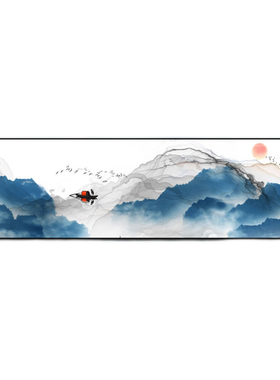 新中式风沙发背景墙水墨横幅挂画