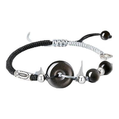 中国黄金纯银平安扣手链男