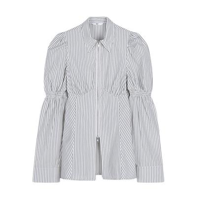 SLY 2025夏季新品法式设计感泡泡袖条纹长袖衬衫女030ISR30-0831