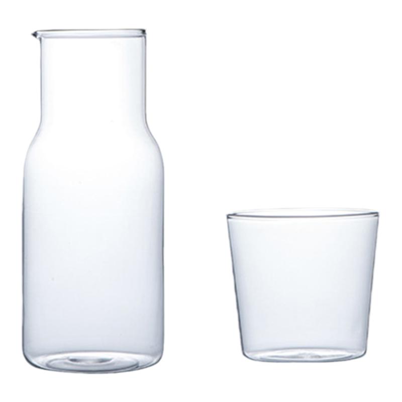一人饮一壶一杯套装日式高硼硅玻璃水杯小冷水壶小果汁壶透明简约