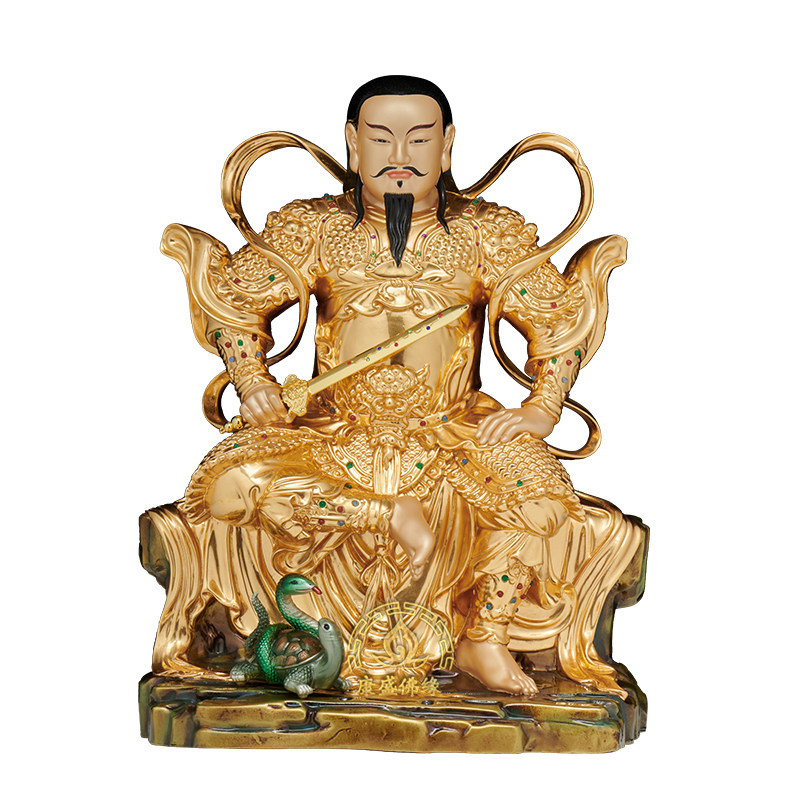铜贴金真武大帝神像玄天上帝摆件