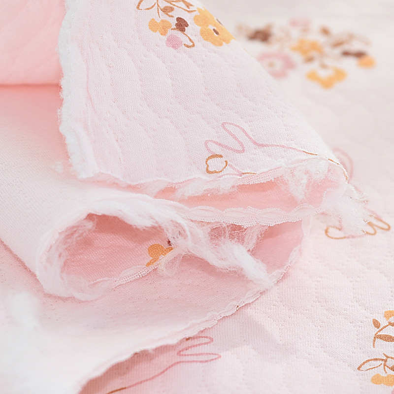 鱼阅空气层夹棉针织纯棉布料婴儿保暖产房包单空调屋三层盖毯面