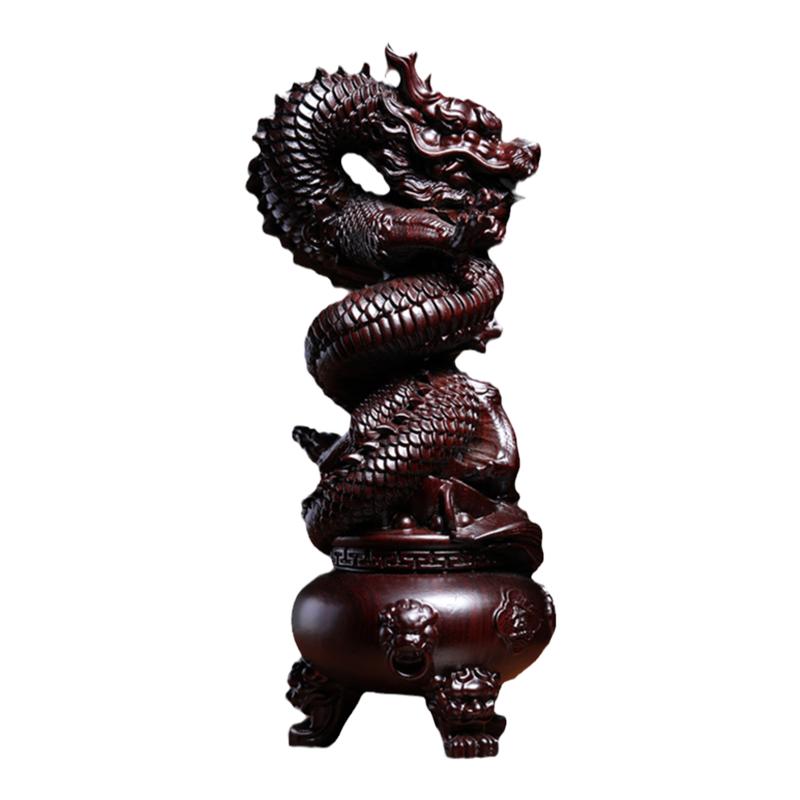 黑檀木盘龙鼎摆件文玩手把件