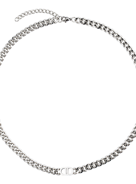 字母钛钢古巴项链男款潮流百搭高级感欧美嘻哈男生手链男士古巴链