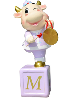 玻璃钢玻璃钢卡通奶牛雕塑大摆件