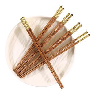 鸡翅木筷子家用酒店餐饮火锅筷5双10双装可定制刻字实木制筷加长