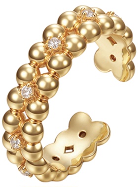 新品FLV幸运花开口戒时尚女戒