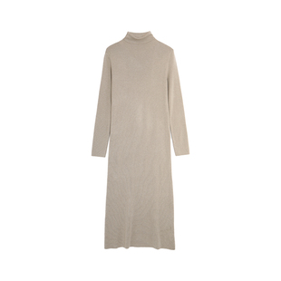 西町村屋韩系针织连衣裙女秋冬新款极简气质感高领长裙HD8501550