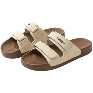 2026新款双带勃肯凉拖鞋夏季女外穿魔术贴厚底防滑男沙滩平底半拖