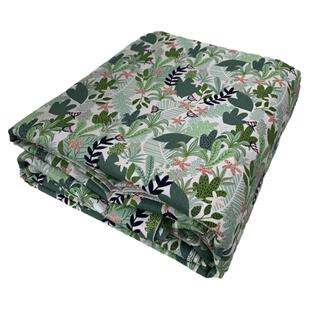 1.6米门幅纯棉布料被套面料全棉绿色田园小清新碎花朵斜纹格子布