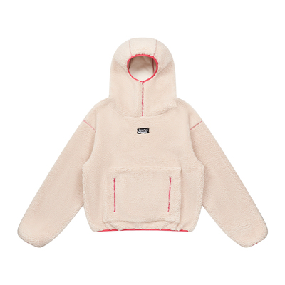 特惠6折起 EMPTY REFERENCE 仿羊羔绒撞色拉链口袋连帽卫衣外套