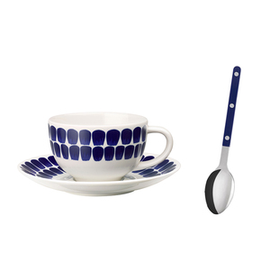 芬兰Arabia24h小时马克杯红蓝情侣对杯咖啡杯碟碗盘陶瓷餐具套装