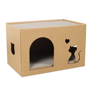猫咪抓板纸箱屋四季通用上下两层猫窝瓦楞纸猫玩具耐磨方形纸箱子