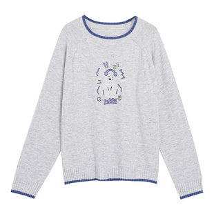 小草宽松定制独特漂亮减龄新款针织上衣女大码胖mm插肩袖显瘦毛衣