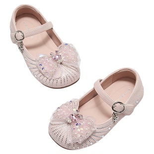 百丽童鞋女童公主水晶鞋新款闪亮儿童宝宝皮鞋小女孩洋气软底单鞋