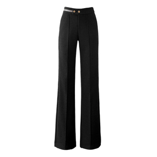 羊毛微喇裤女秋冬加厚毛呢裤垂坠感中线直筒喇叭裤女高腰显瘦长裤