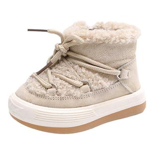 宝宝冬季鞋子一岁小童雪地靴女加绒保暖学步鞋女宝软底婴儿棉鞋男