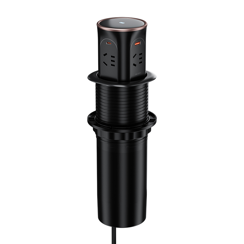 智能电动升降插座厨房岛台桌洞嵌入式隐藏无线充电快充多功能插座