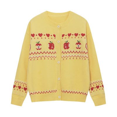 BIPOLAR苹果费尔岛开衫毛衣