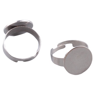 不锈钢戒指空托平面珍珠戒托diy饰品配件材料带孔戒指托18k金保色