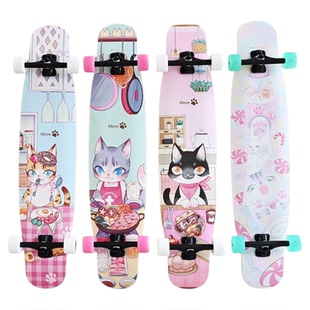 Rebirth meow长板喵板初学者儿童青年专业刷街代步平花舞板滑板