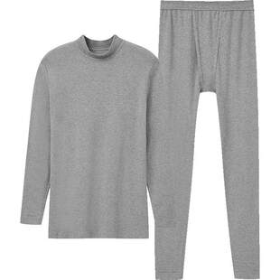 三枪中厚半高领情侣保暖内衣纯棉秋冬男秋衣秋裤女保暖衣抗静电