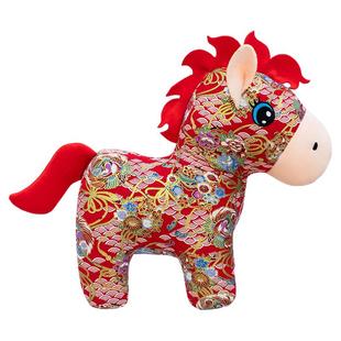 2026马年吉祥物公仔花布民俗布艺马生肖马玩偶新年礼品家居摆件