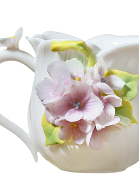 东方泥土手捏陶瓷花摆件水杯送礼