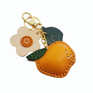 【万柿大吉】头层牛皮柿子钥匙扣水果挂饰真皮包包挂件车内吊饰潮