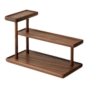 桌面黑胡桃木置物架多层实木咖啡杯架茶具香水展示架化妆品收纳架