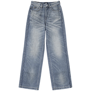 【张凌赫代言】Lee25秋冬新品428舒适高腰直脚复古中蓝色女牛仔裤