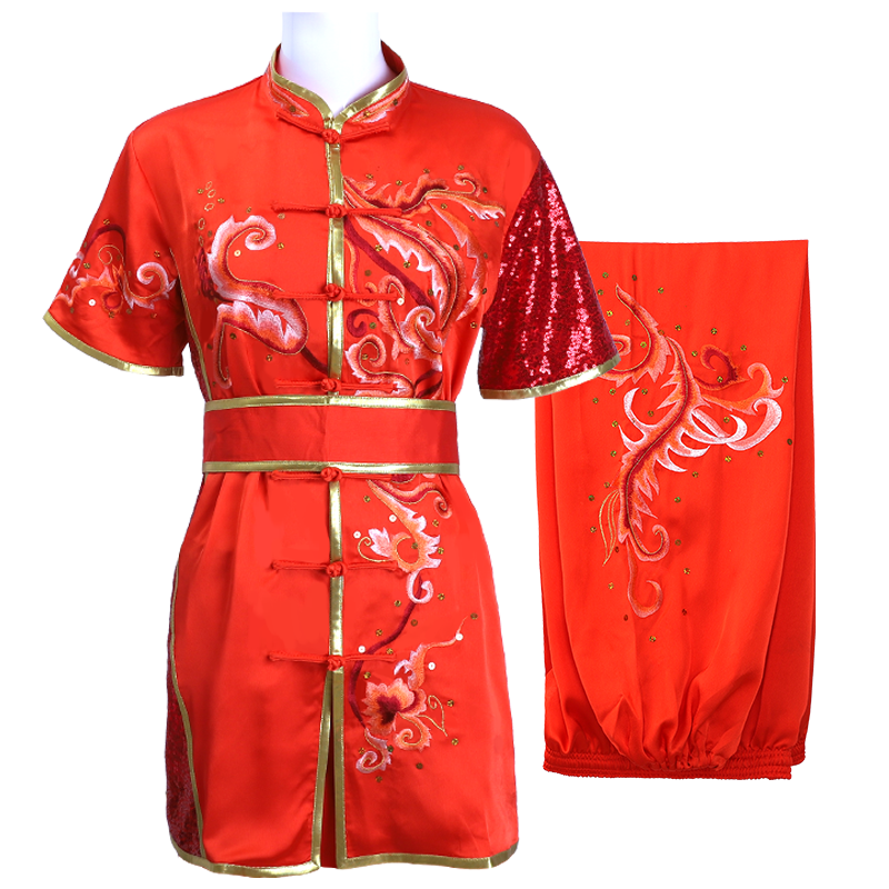 大业亨通现货武术表演服装橙红色