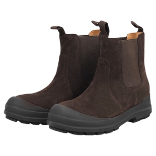 Corinna di Marsala复古牛反绒切尔西靴女深棕色中筒短靴春秋百搭