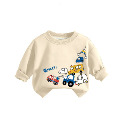 男童冬季加绒加厚2024秋冬新款卫衣上衣冬季洋气中小童保暖套头衫