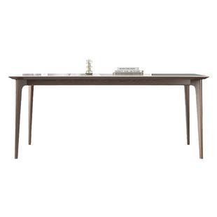 奥古斯特亮光实木岩板餐桌胡桃色现代简约家用小户型白蜡木餐桌椅