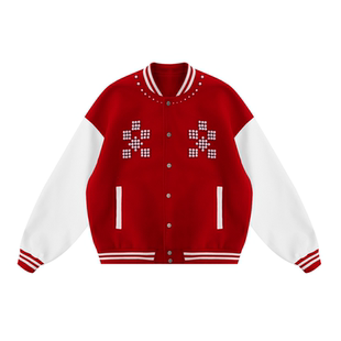 FDR官方店 蛇年限定珍珠棒球服外套男女春季美式运动情侣上衣夹克