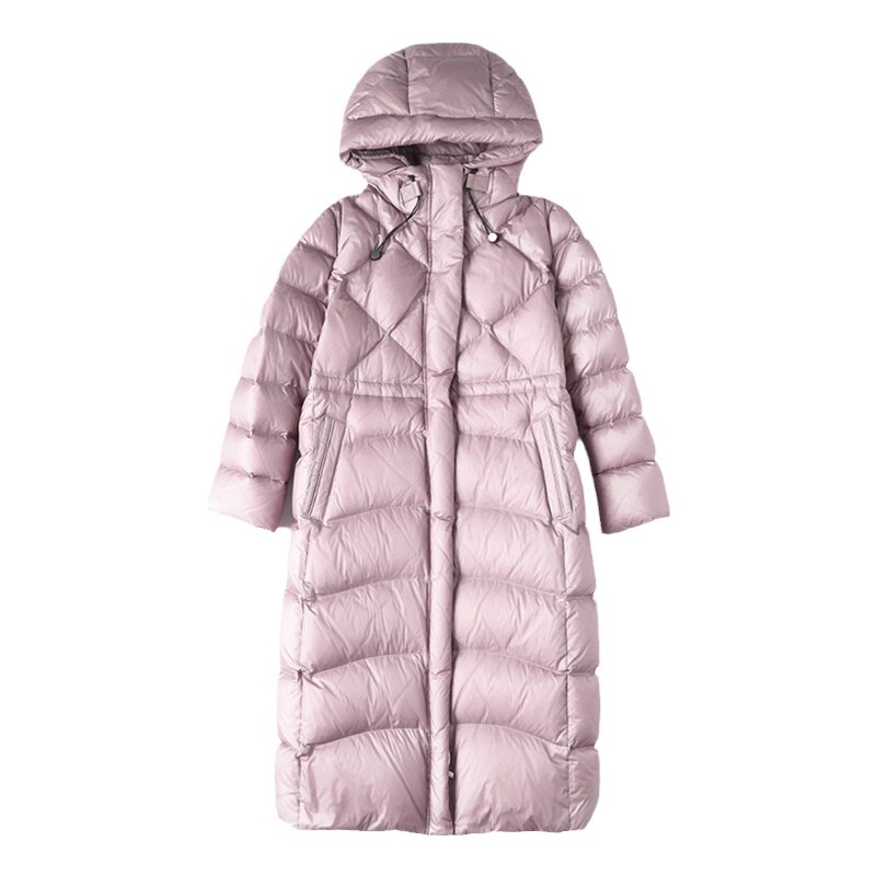 高端品牌羽绒服加厚连帽女中长款