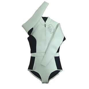 升级版 韩国皓月白3mm拉链潜水服女连体深潜长袖水母湿衣保暖浮潜