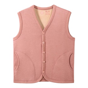 古今新品秋冬款保暖背心加绒加厚女士V领休闲有口袋防寒马甲女