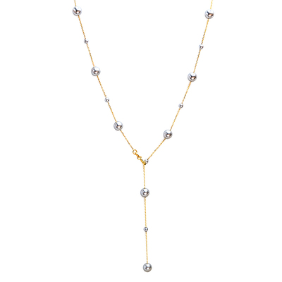 小众设计感大小灰色珍珠长项链925银可调节满天星通勤锁骨链10414