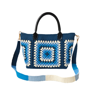 丽雅巧织社 秋橙祖母格钩针编织包手工DIY毛线材料包 秋蓝 送教程