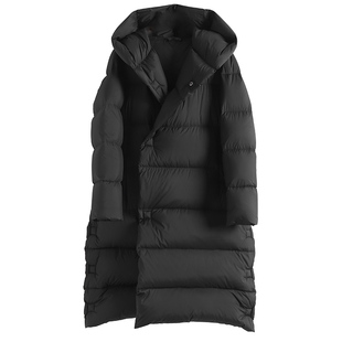 淘么淘 轻盈过冬 从头暖到脚 90白鸭绒宽松连帽面包长款羽绒服