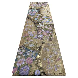 中古正绢西阵织日式和服全通袋带手工腰带金澜真丝定制茶席桌旗