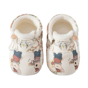 婧麒婴儿鞋袜0到6个月宝宝鞋子小月龄新生儿步前鞋保暖软底棉布鞋