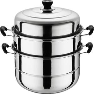 大蒸锅不锈钢三层加厚蒸笼家用商用蒸格汤锅双层煤气炉电磁炉锅具
